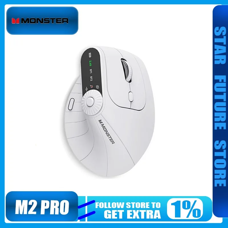 

MONSTER Вертикальная мышь M2pro, двухрежимная эргономичная зарядка, беспроводной Bluetooth, компьютер, ноутбук, игровой светильник, голос