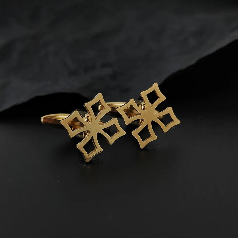 

Hollow Geometric DIY 18K Gold Plated Stainless Steel Business Casual Cufflinks, Accessories, Light Luxury, Gifts
