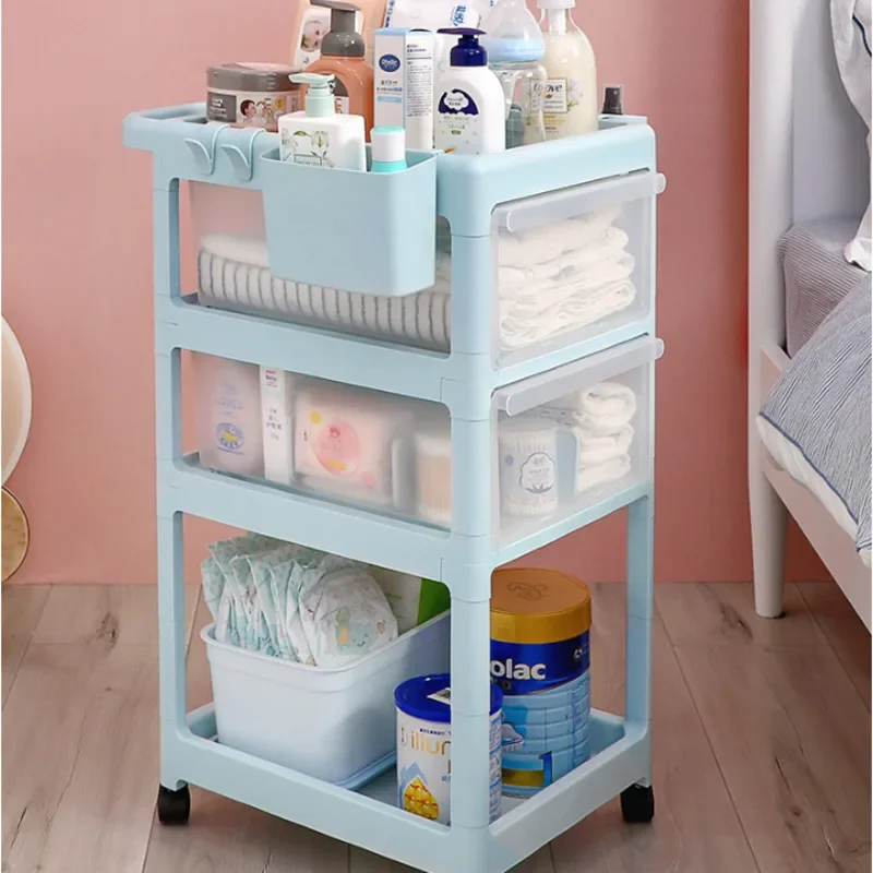 

High-value Storage Organizer Multi-layer Partition Display Stand Universal Pulley Storage Rack Home Accessories