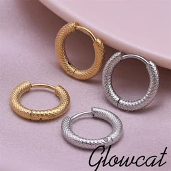 Retro Stainless Steel Classic Ear Ring Fashion Brief Jewelry For Men Women Holiday Gift Gold/Silver Color Plain Circle Earrings
