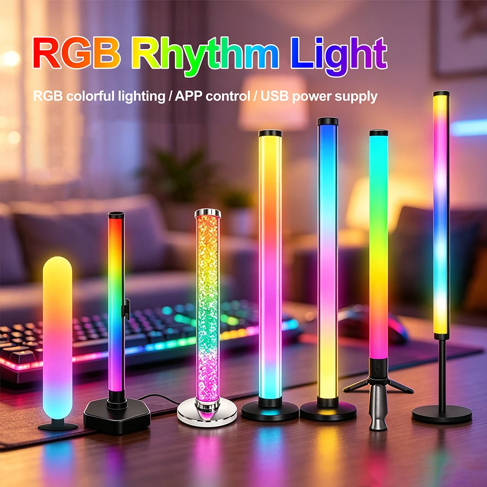 RGB Rhythm Light RGB colorful Lighting APP Control USB Power Supply LED Desktop Lamp with Remote Control Smart App Control DC5V