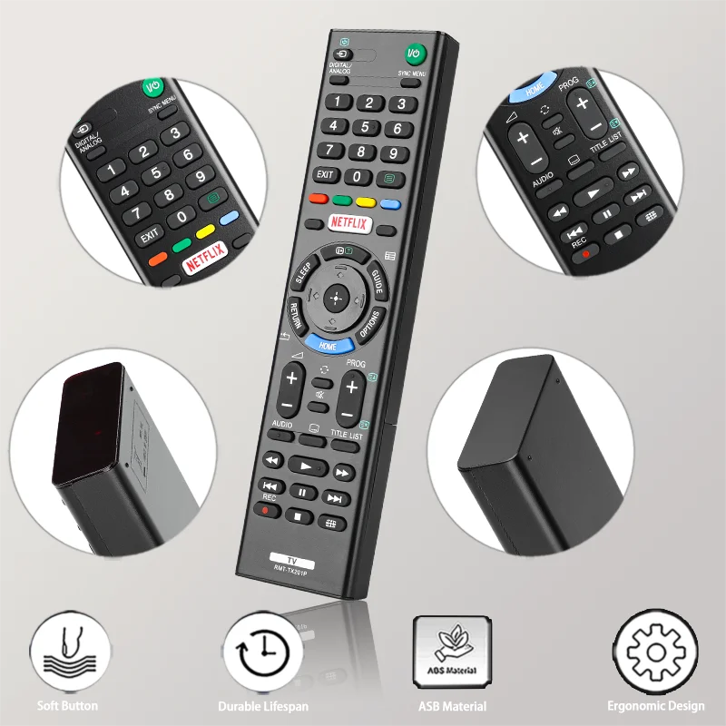 RMT-TX201P For Sony Remote Control Replacement With Netflix Button, For Sony TV KDL-32W600D KDL-40W650D KDL-48W650D KDL-49W750D