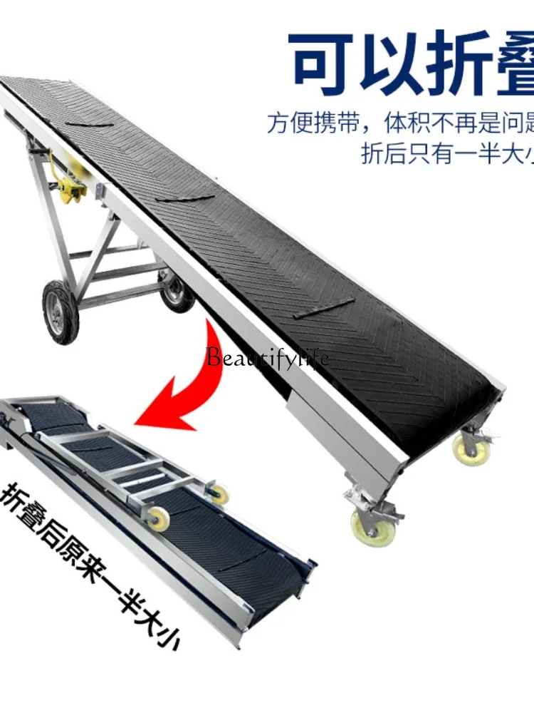 Small Belt Conveyor Loading Unloading Climbing Roller Conveyor Belt Foldable