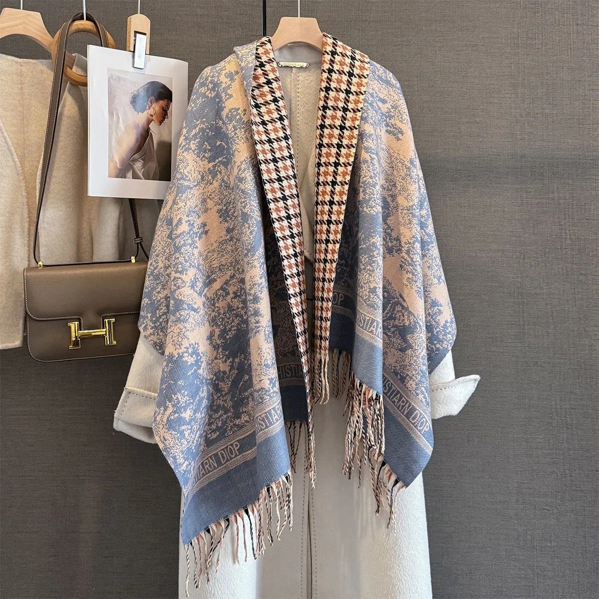 2025 الخريف الشتاء الرجعية تقليد شال كشمير موضة امرأة على الوجهين مطابقة الباشمينا سميكة الدافئة وشاح يندبروف بطانية