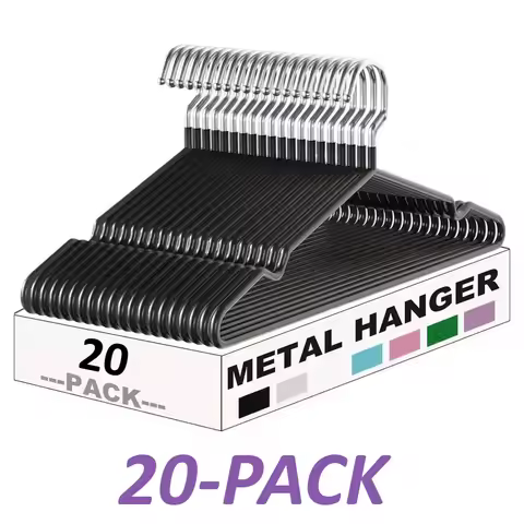 20 Cabides de Metal Antiderrapantes, Cabides Finos que Economizam Espaço para Armário, Cabides Resistentes para Organização Doméstica