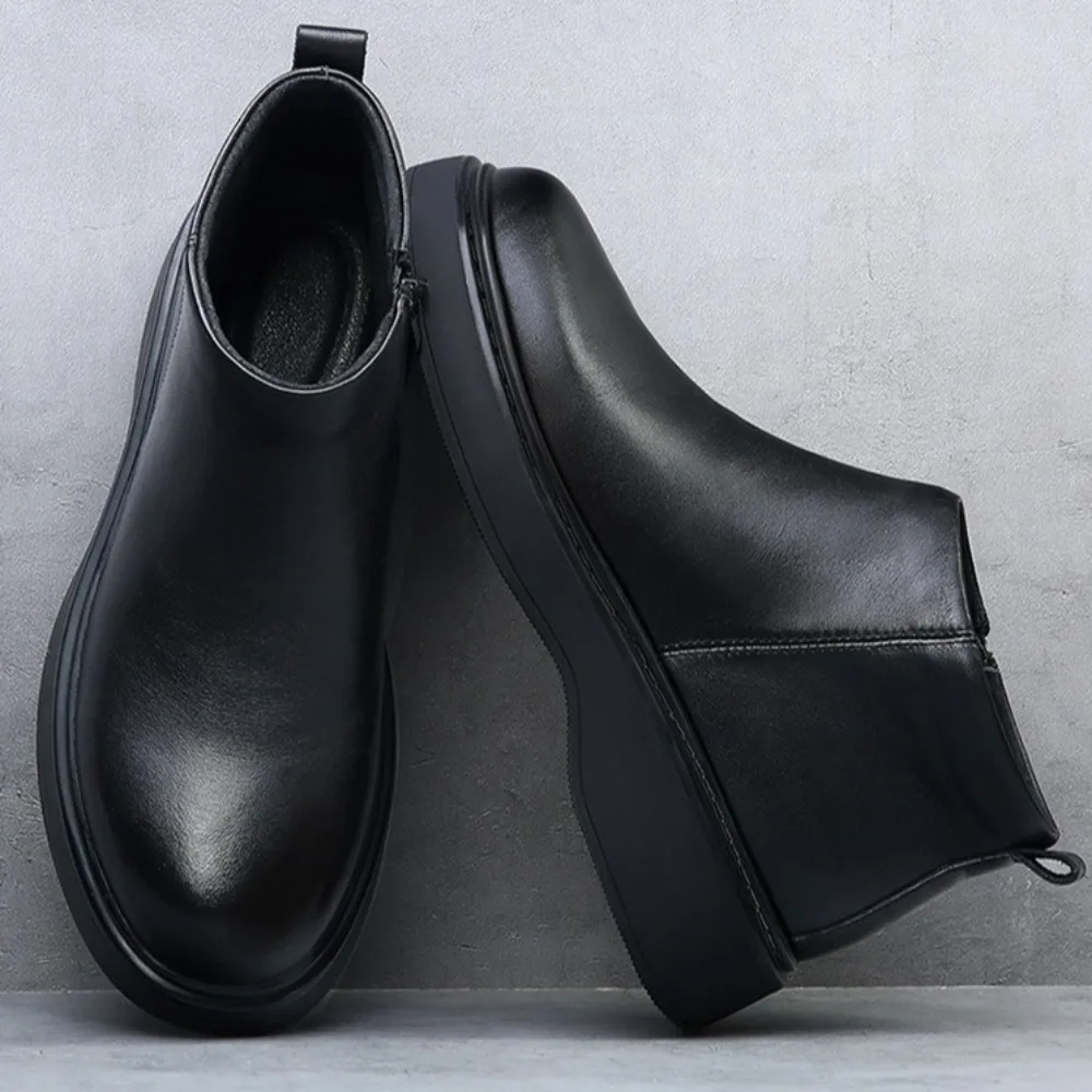 Cotton Shoes Men's Winter Cold Proof Wool Warm Thickened Leather Short Boots Man Versatile Fur Integrated Casual Cotton Boots