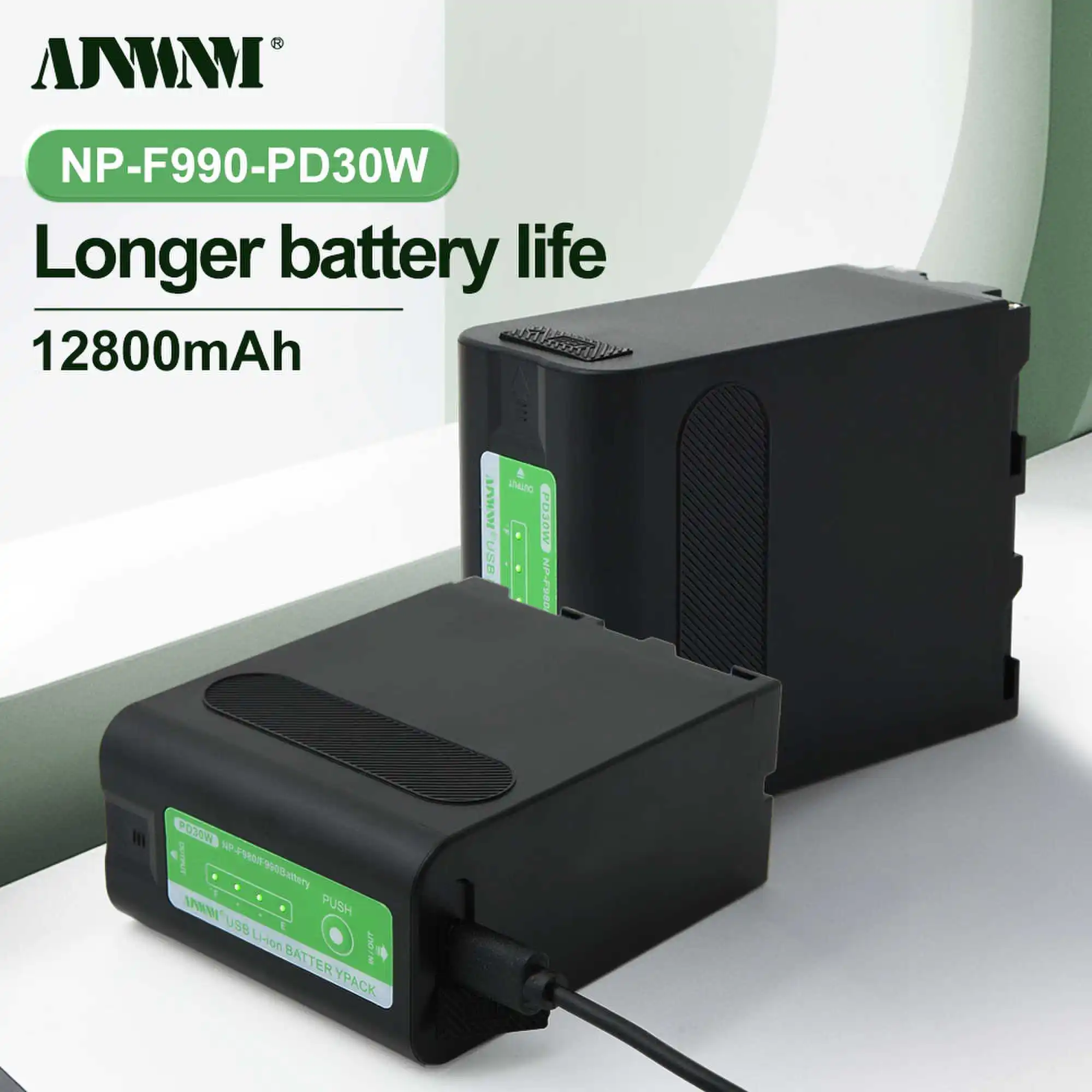 12800 мА · ч NP-F990 NP-F980 светодиодный индикатор питания PD30W Type-C Зарядка для Sony PLM-100 CCD-TRV35 MVC-FD91