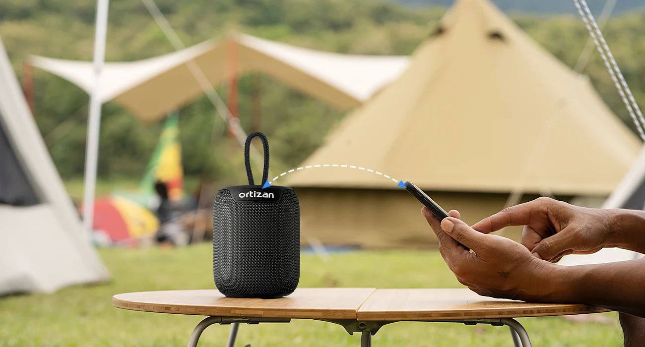 Ortizan Bluetooth-Lautsprecher, tragbarer kabelloser Lautsprecher mit Bluetooth 5.3, IPX7 wasserdicht, 15 W Stereo-Sound, Dual-Pairing, TF/AUX – Detail 6