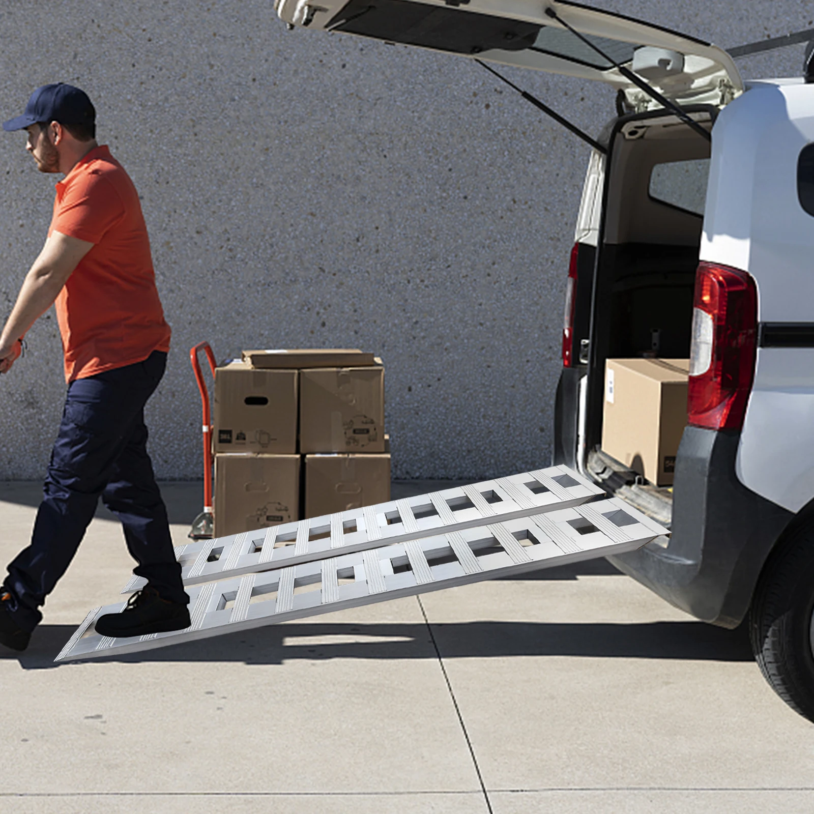 2pcs Aluminum Trailer Ramps 72*15in 3.08t/ 6800lbs Truck Car Auto Trailer Ramps Unloading Ramps for Motorcycles Bicycles Dirt B