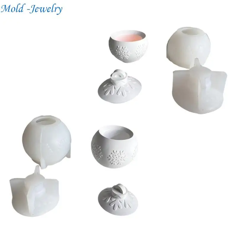 69HB Detailed Cups Mold Sturdy Silicone Snowflake Sphere Shaped Mold For Candle Holders And Decorations