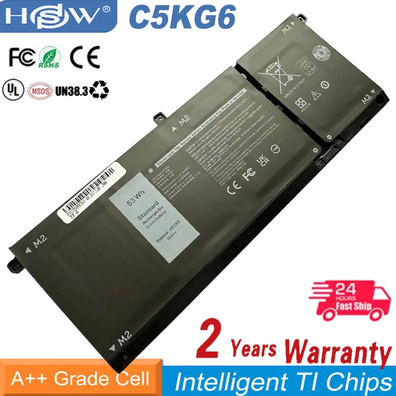 15V 40Wh H5CKD Laptop Battery Compatible for Dell Inspiron 5400 5406 7405 7300 7306 7500 7506 2-in-1 Silver 5300 5301 5401 5402