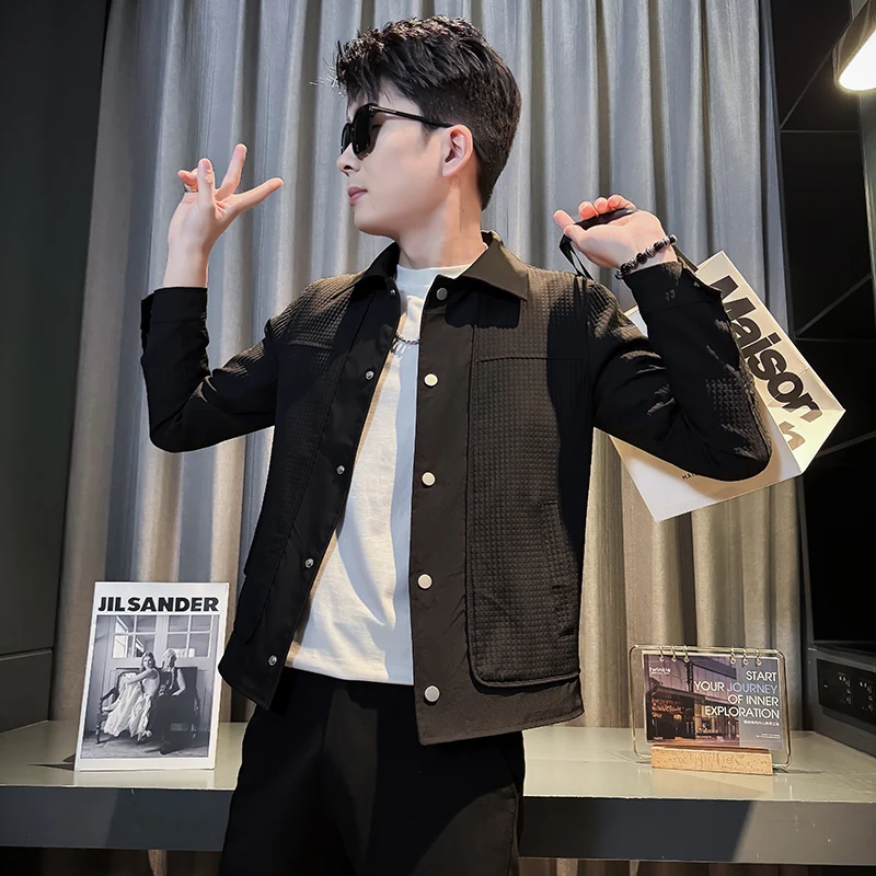 

Молодежная повседневная приталенная куртка-жакет малого размера 55, весна-осень, мужская одежда, простая верхняя одежда из полиэфирного волокна