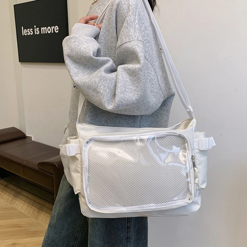 Fashion Transparent Ita Bag Large Capacity College Style Shoulder Bag Canvas Jk Handbag Women Tote Bag College Style 2026 New