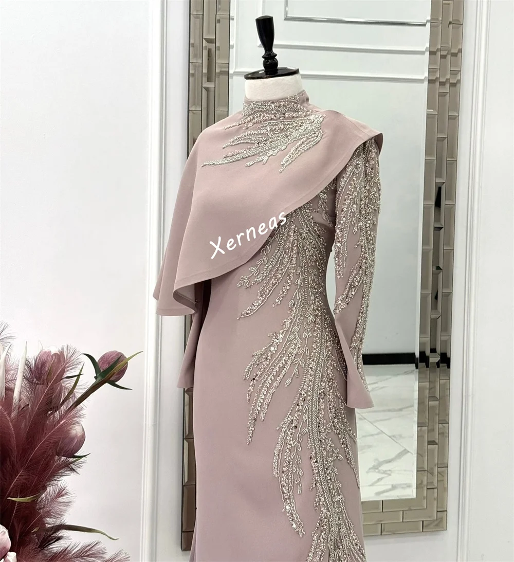 Customized Jersey Sparkle Trumpet High Collar Midi Dresses Bespoke Occasion Classic Women Luxury Evening Exquisite Party Wedding image 2