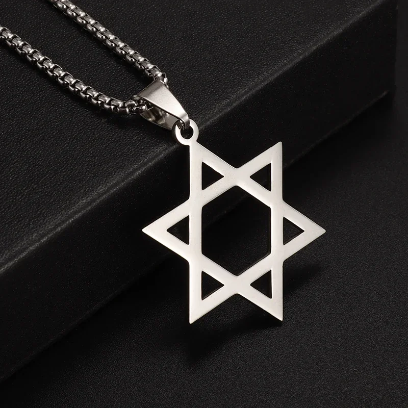 Stainless Steel Star of David Pendant Solomon Necklace for Men and Women Israeli Jewish Jewelry Gifts image 3