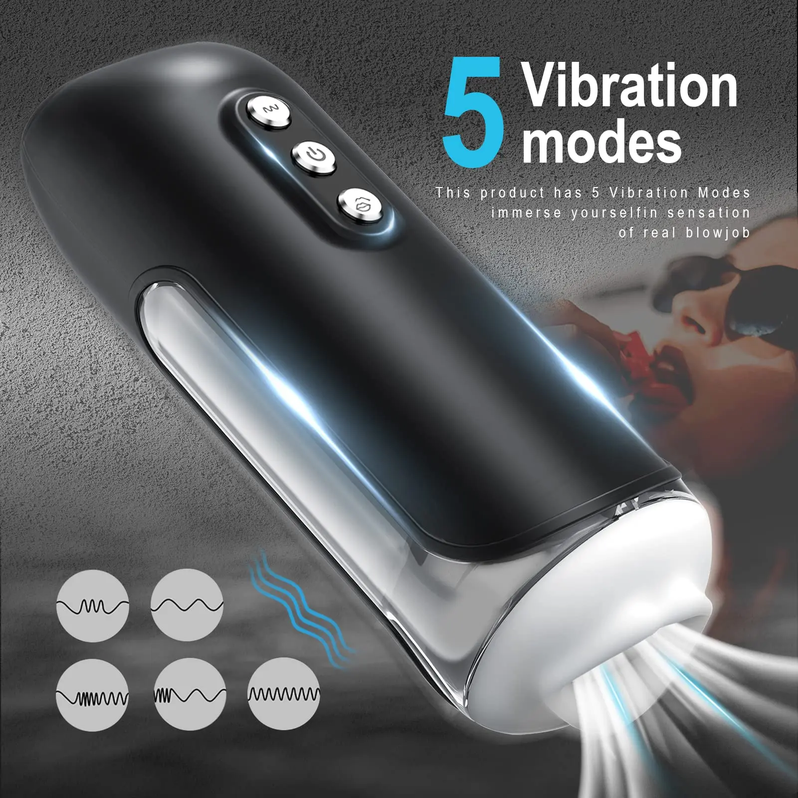 Automatic Male Masturbator Cup with 5 Sucking Modes,5 Powerful Vibrating Modes Blowjob Sex Toys for Men,Electric Pocket Pussy fo