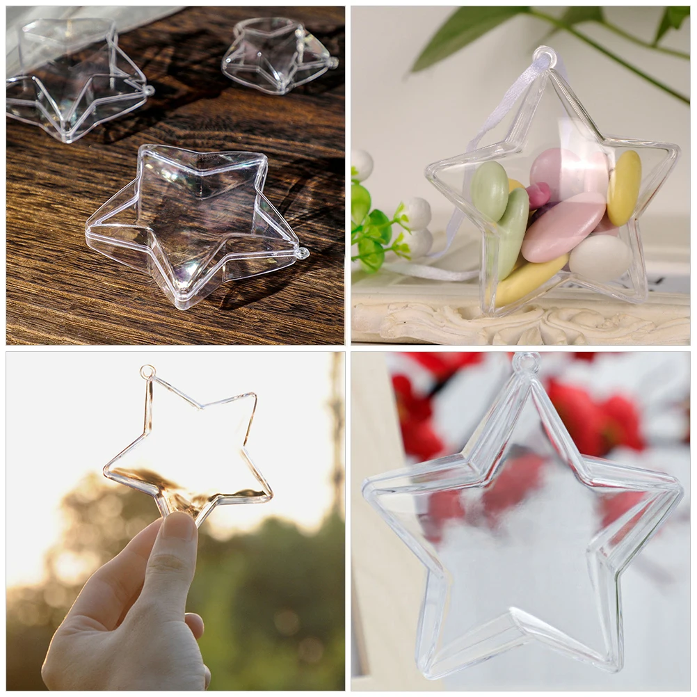 

10 Pcs Transparent Ball Christmas Decoration Clear Star Shaped Baubles to Fill Decorations Plastic Hollow Baubale Empty