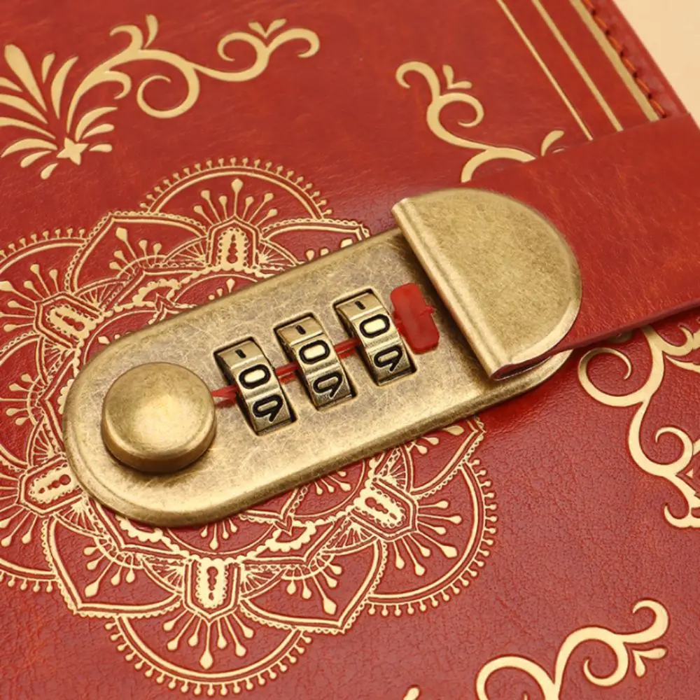 Buku Catatan Jurnal A5 100 Lembar Dengan Kunci Desain Kulit PU Berembos Buku Catatan Pribadi Kertas Bergaris Sampul Motif Bunga