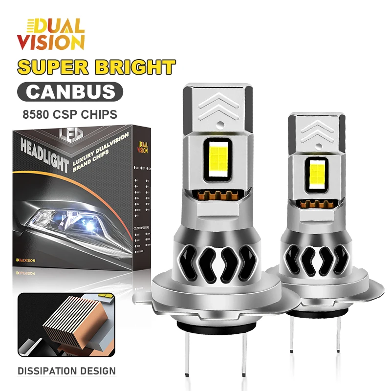 

Dualvision H7 LED Canbus Беспроводная лампа для фар H4 H8 H9 H11 9012 9005 9006 HB3 HB4 Дальний ближний свет 6000K Белый свет 12 В 2 шт.