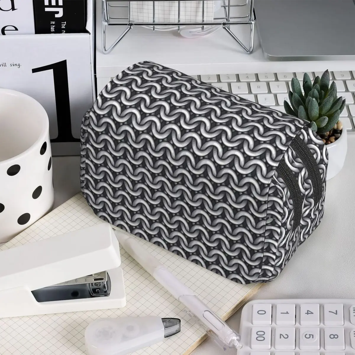 Metal Chainmail Medieval Armor Pencil Case for Boy Girl School Pen Box Pencil Bag Stationery Supplies Pen Holder Bag