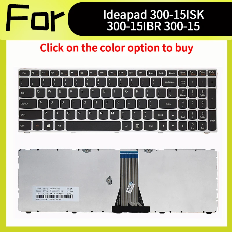 Teclado de repuesto estadounidense para Ideapad 300-15ISK 300-15IBR 300-17ISK