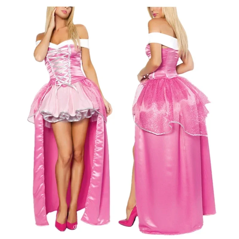 

Pink Princess Costume Women Carnival Medieval Uniform Halloween Costumes for Women Adults Fantasia Cosplay Outfit