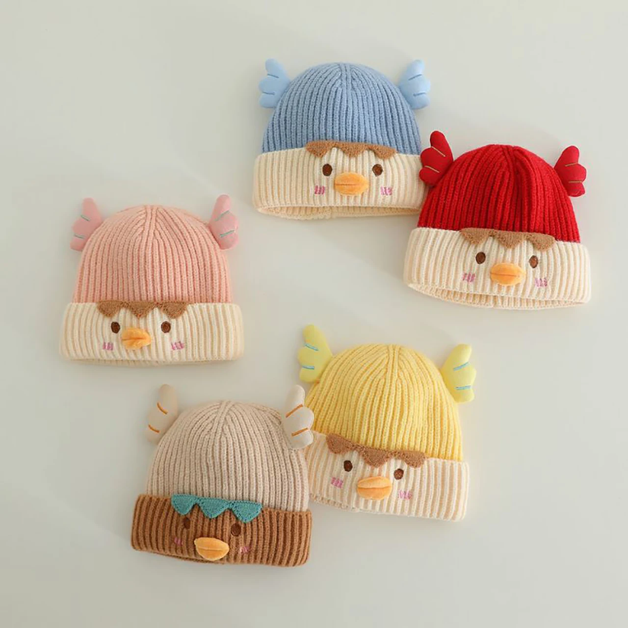 Cute Cartoon Baby Knitted Hat Funny Kids Beanie 1-3Year Boy Girl Toddler Winter Warm Woolen Pullover Cap Children Crochet Bonnet