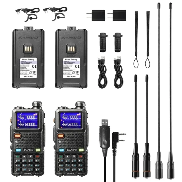 

UV-5G Plus BAOFENG 5W GMRS Handheld Radio Long Range Rechargeable Two Way Radio with NOAA Weather Receiving (1 Pair)