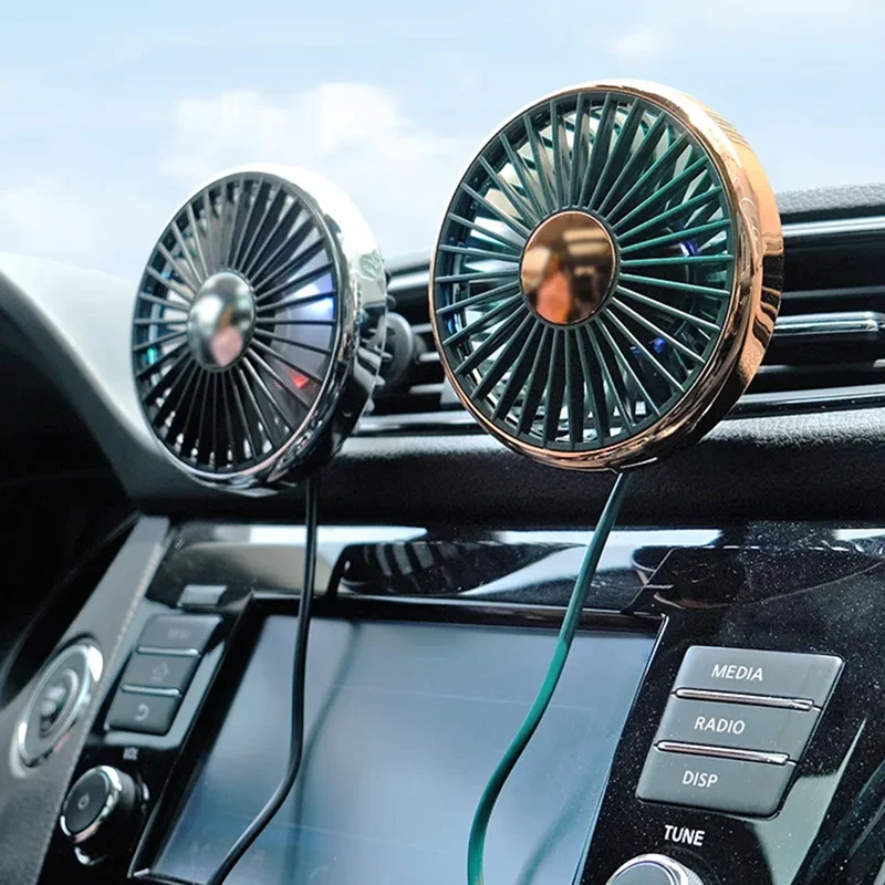 New Car Mini Fan Car Cooling Fan USB Car Air vent clip small Fan With Ambient Lighting 3 Speeds Adjustable Electric Powerful Fan view 5