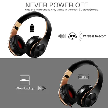 HIFI Stereo Earphones Bluetooth Headphone Music Headset FM and Support SD Card with Mic for Mobile Xiaomi Iphone Sumsamg Tablet - Image 3