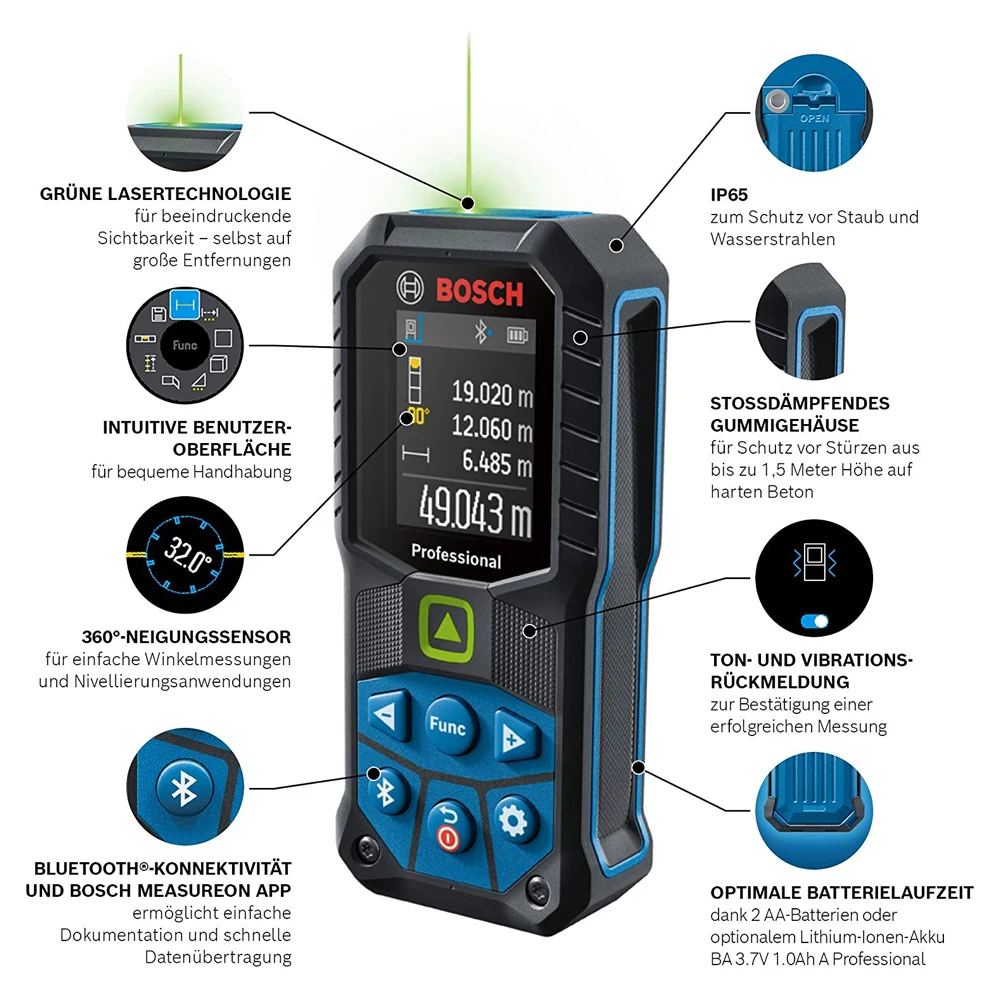 Bosch Glm 50-27 CG Professional Green Laser Measuring Instrument Laser Rangefinder With Bluetooth Feature 50 Meter