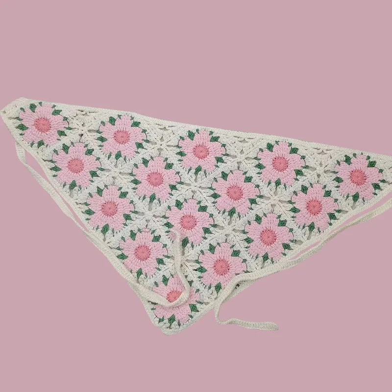 

Women's Fashion Crochet Hollow Headband Hair Accessory French Retro Knitted Triangle Scarf