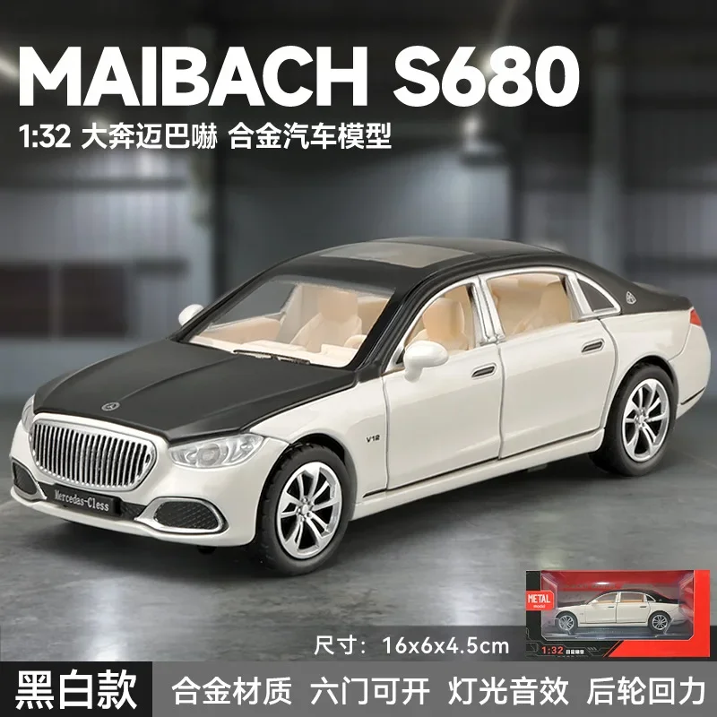 1: 32 Mercedes Maybach S680 modello di auto simulazione lega auto di lusso collezione di giocattoli per bambini ornamento