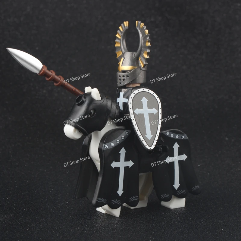 Medieval Time Knight MOC Roman Soldier Warrior War horse Helmet Action Figures Building Blocks Accessories Educational Kids Toys