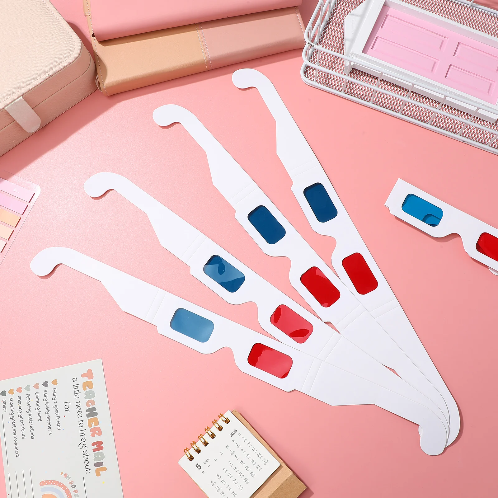 

100pcs 3D Glasses Red Blue Anaglyph Paper Cardboard Frame Lightweight Home Movies Fun Visual Experience Gift Kids