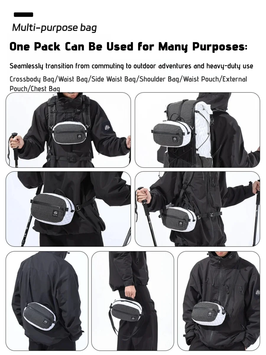 حقيبة OCE GEAR X-PAC مقاومة للماء للاستخدام الخارجي خفيفة الوزن ومتعددة الوظائف وخصر على الصدر والكتف وحزمة كروس للمشي لمسافات طويلة والسفر