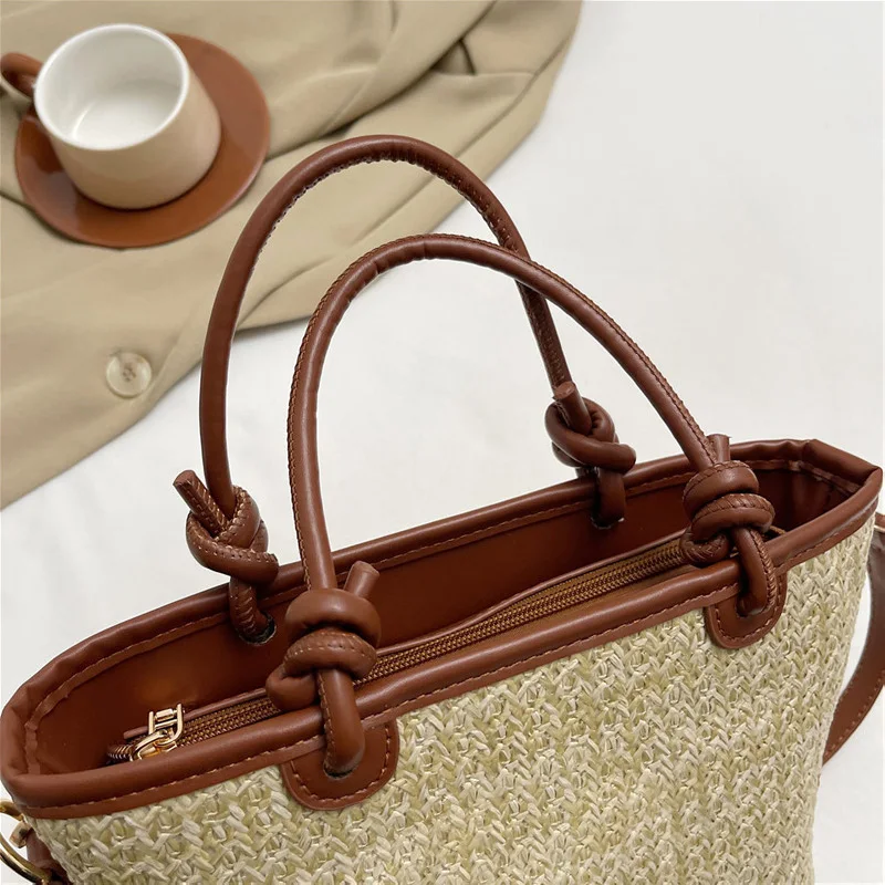 Bolsa de mão de praia boêmia feminina, bolsa de verão, bolsa de ombro bonita, bolsa crossbody de férias, nova, 2024