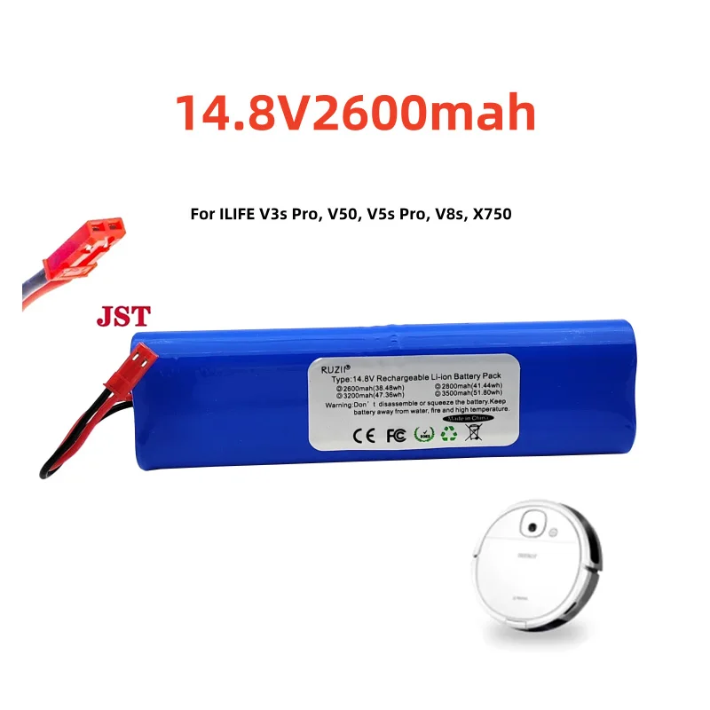 14.4V 14.8V Batteries  ILIFE V5 V5s V50 V8s V3s Pro X750 Robot Vacuum Cleaner Battery 2600mah/3200mah/3500mah