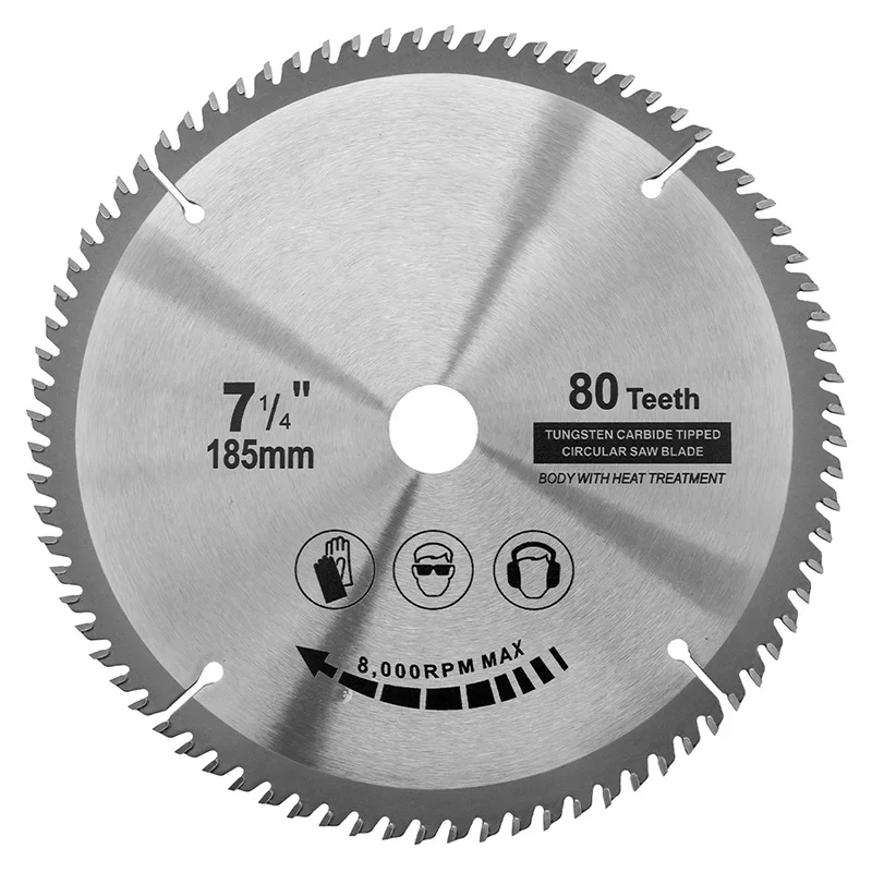 1 Uds hoja de sierra Circular disco de corte de madera de carburo hoja de sierra TCT 185mm x80T x20mm cortador con punta herramientas de corte de carpintería disco