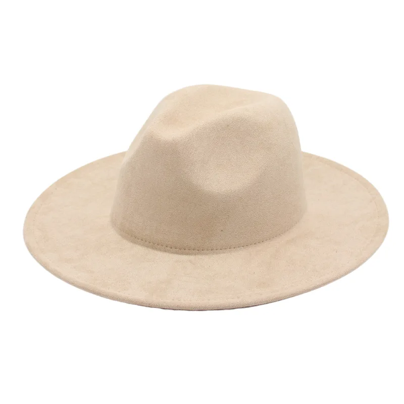 

European And American Style Jazz Big Brim Top Hat Faux Suede Fedora Hat Western Cowboy Hat Tibetan Hat Cross-border Felt Cap