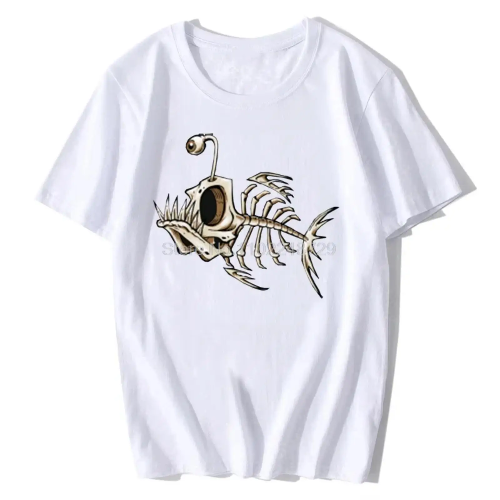 

Funny Angler Fish T-shirt Women Men Gothic Graphic Tee Skeleton Fish Print Tops Dark Humor T-shirt Gifts