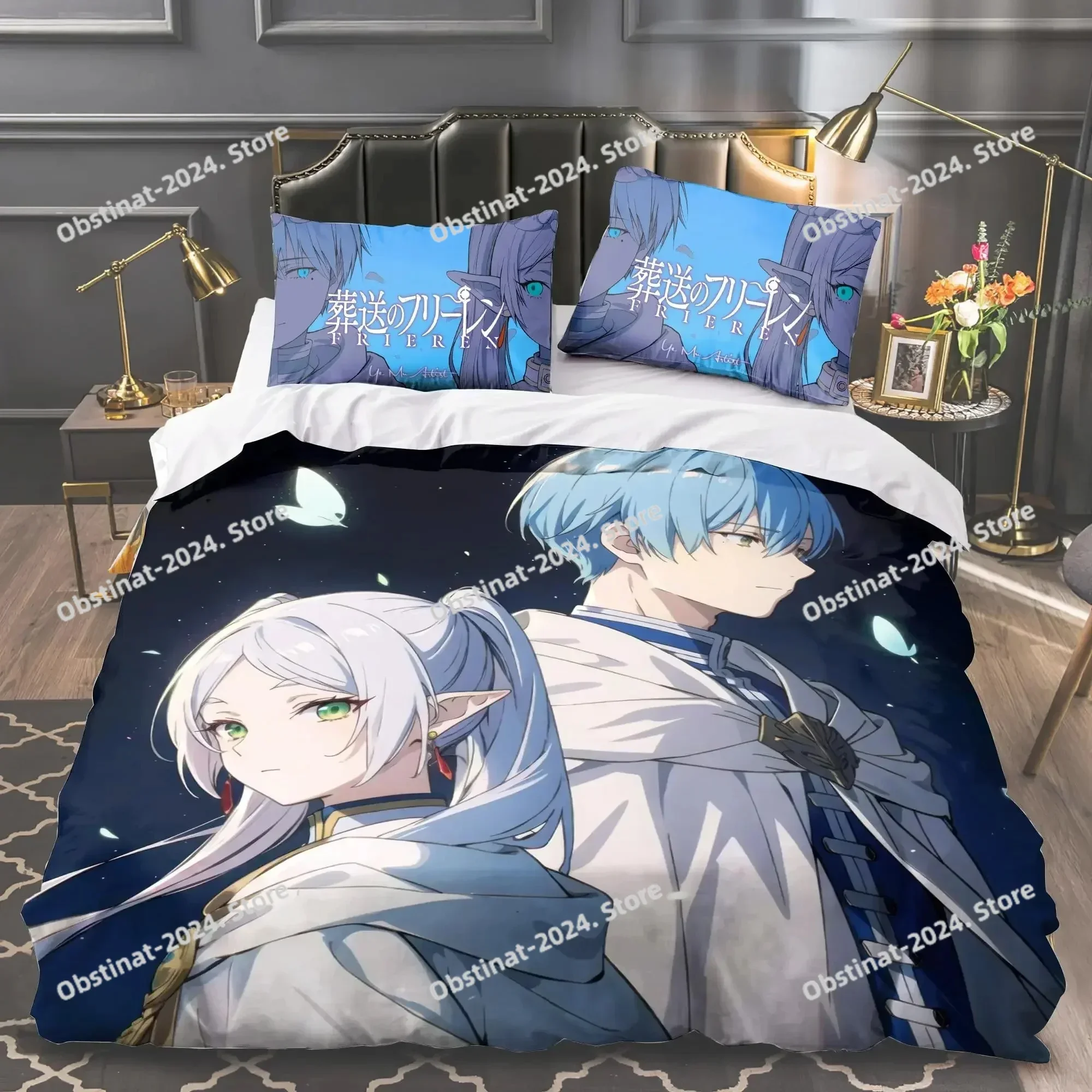 Anime Frieren Bedding Set Boys Girls Twin Queen King Size Duvet Cover Pillowcase Bed boys Adult Home Textileextile