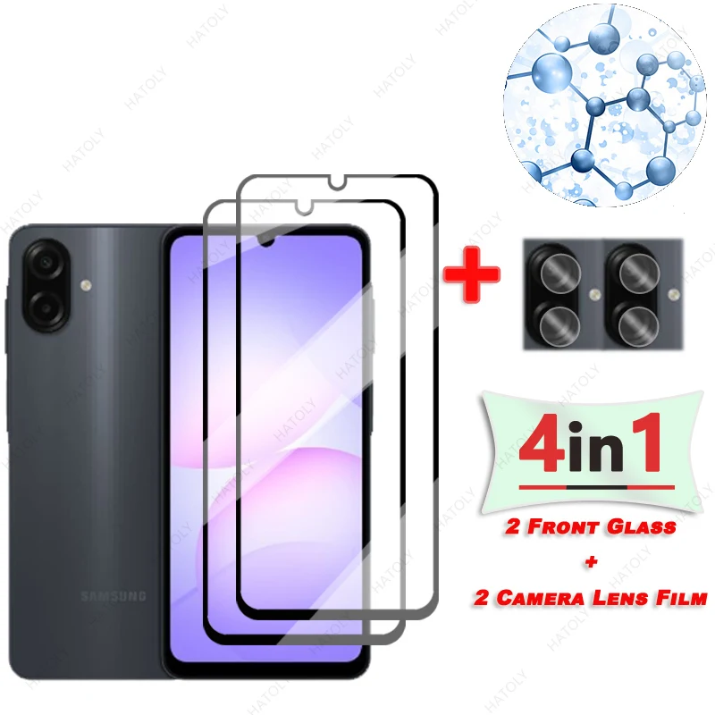 For Samsung Galaxy A07 4G Glass Black Edge Protective Film For Galaxy A07 4G Tempered Screen Protector Camera Lens Protector