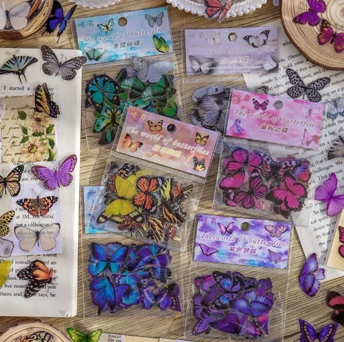 Card Lover 40 Pcs Butterfly Garden Series Waterproof Vintage Stickers Paper Scrapbooking Material