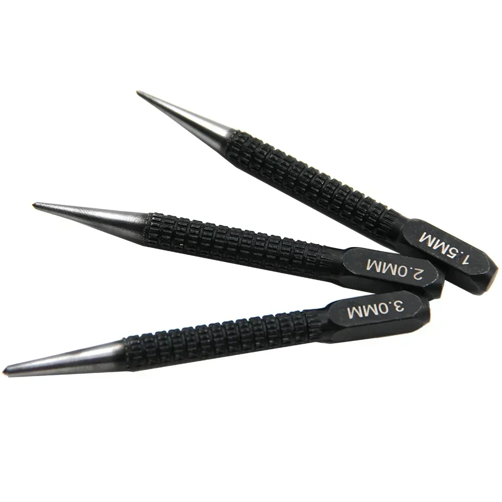 Multi Size Center Punch Tool Set 1.5 2 3mm Hardened Steel Pin Punch For Metal Wood Plastic Hole Position Marking Hand Tools