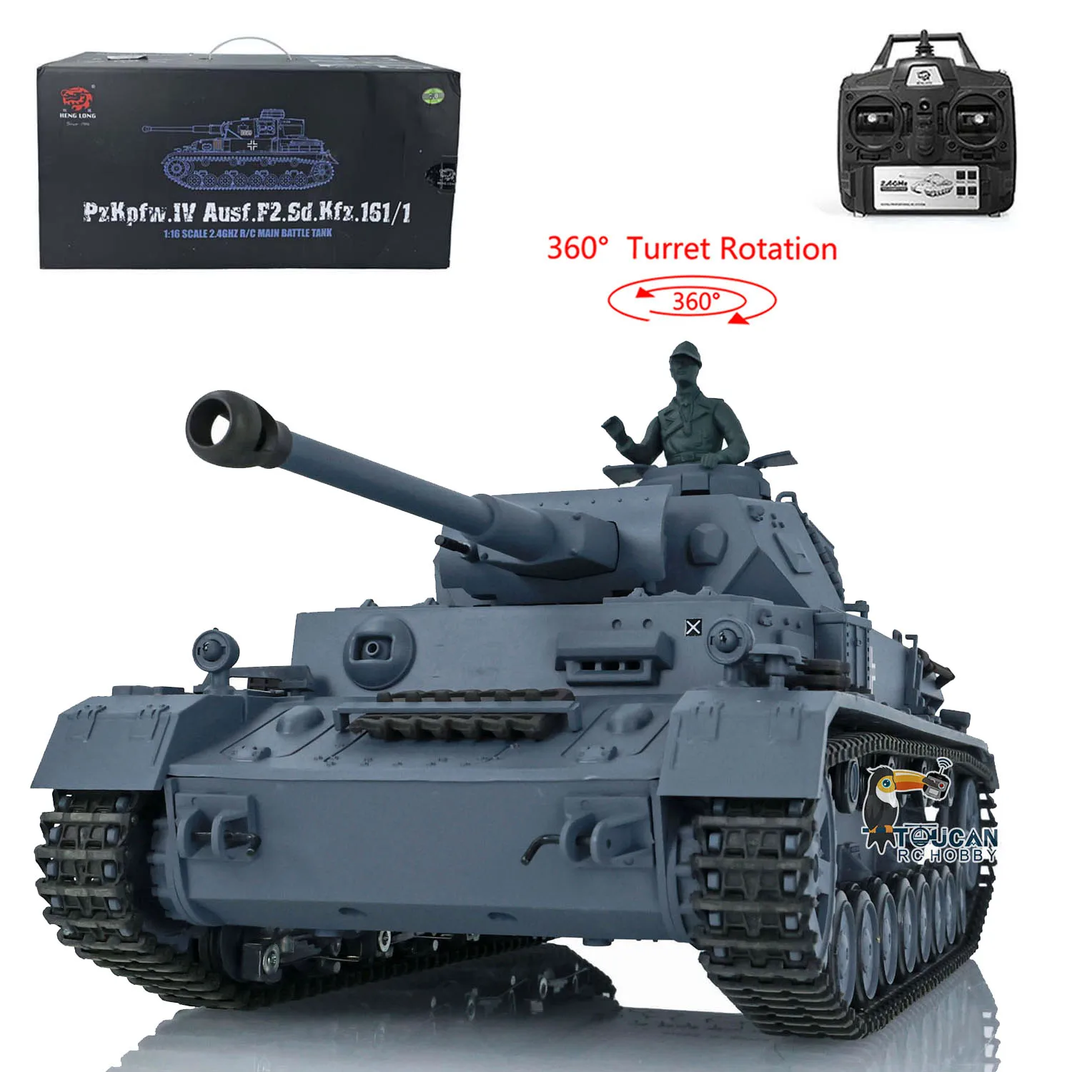 Heng Long 1/16 Scale 7.0 2.4G Plastic German Panzer IV F2 RTR Radio Control Tank 3859 360° Turret RC Toy TH17396