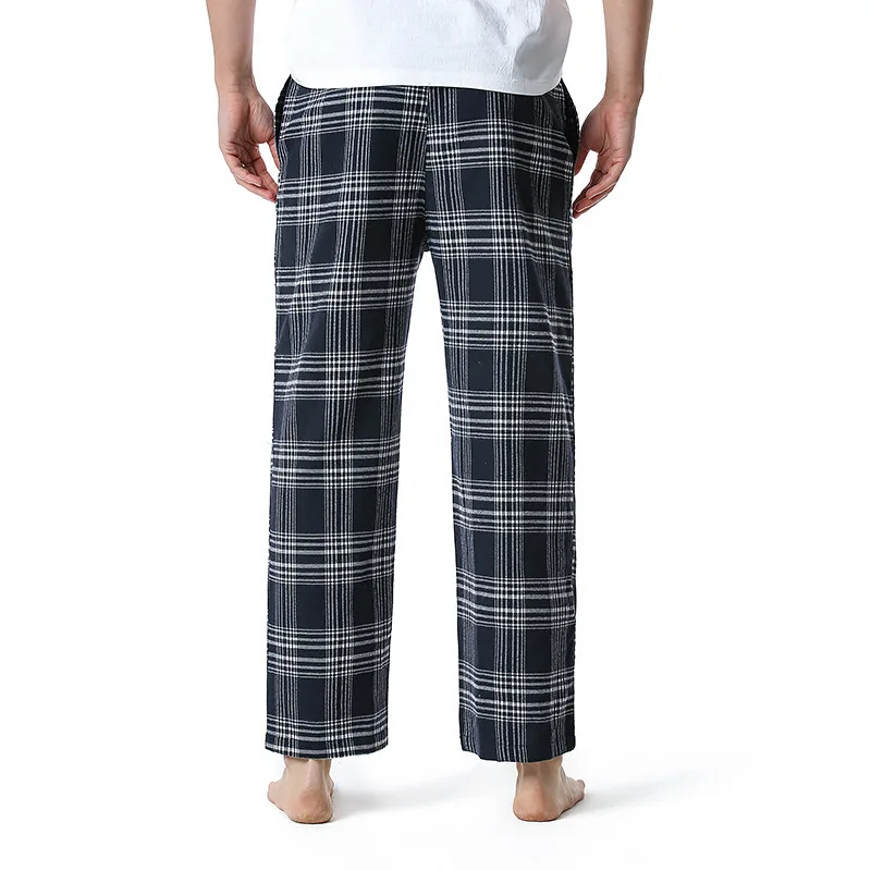 2024 New Flannel Men\'s Casual Pants Straight Leg Home Pants European Size Plaid Yoga Pants Mens Pants