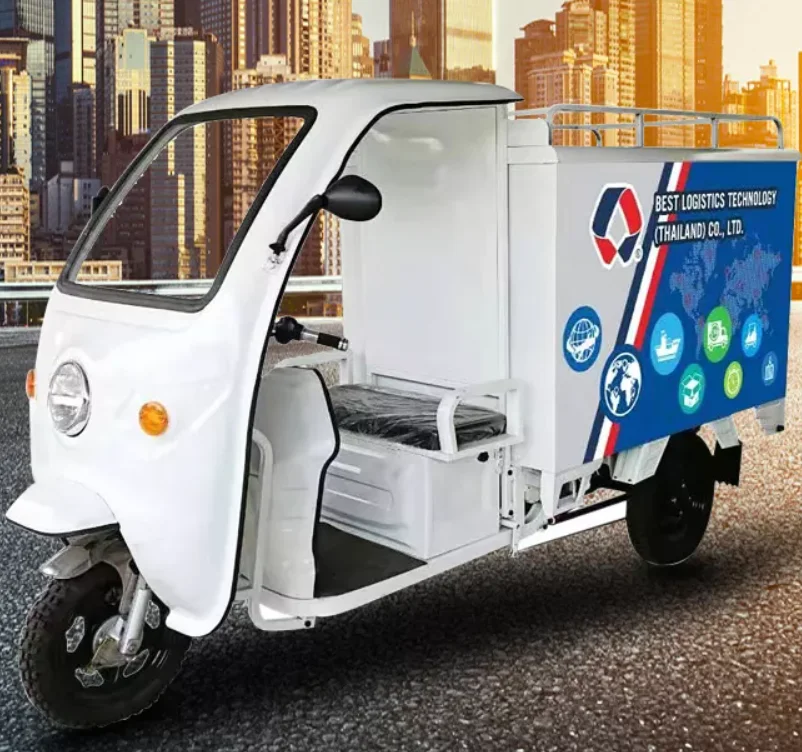 Electric Tricycle With Roof Motorized Tricycles For Handicapped Steel 60V Cargo Closed Eec Cargo Tricycle Motorcycle 150cc 200kg