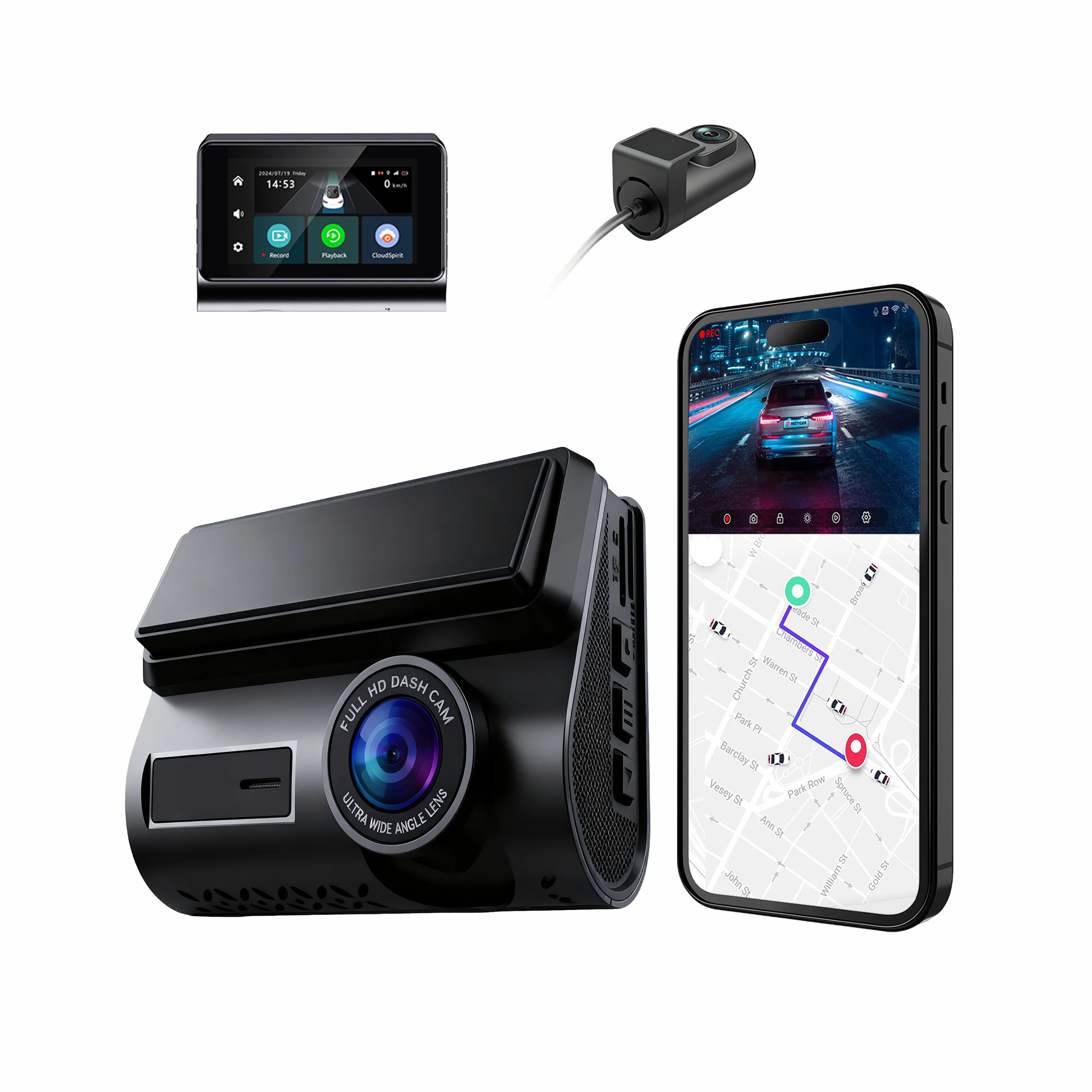 

3-inch 4G LTE car hard disk recorder black box 2K + 1080P front and rear dual-lens driving recorder mobile phone live broadcast