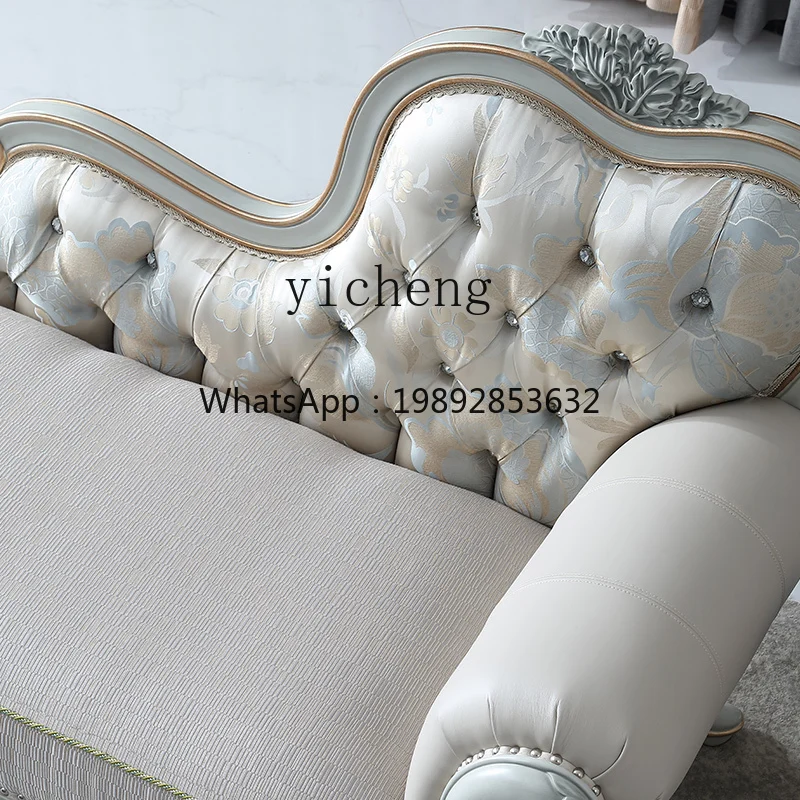 BB  European Jacquard Chaise Longue Solid Wood Beauty Bedroom Recliner Sofa Villa